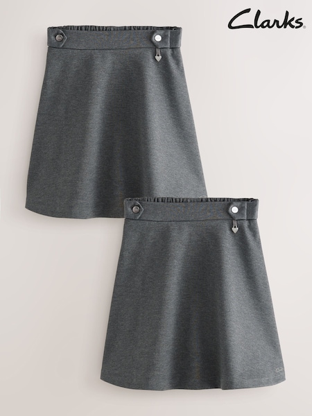 Clarks Grey Girls Pull-On Ponte Skater School Skirts 2 Pack (AU3720) | €25 - €35