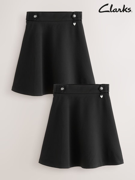 Clarks Black Girls Pull-On Ponte Skater School Skirts 2 Pack (AU3721) | €25 - €35