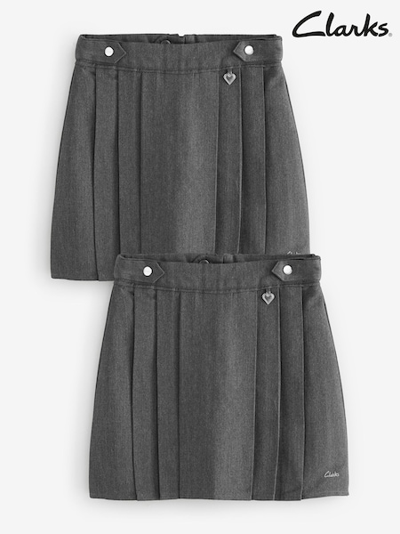 Clarks Grey Girls Pleated School Skirts 2 Pack (AU3725) | ₪0