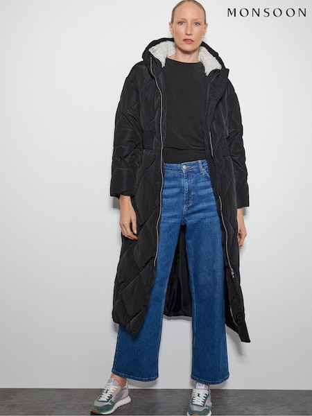 Monsoon Black Phoebe Fleece Quilted Puffer Coat (AU3923) | 10,514 UAH