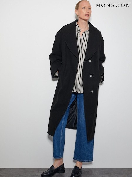 Monsoon Black Carrie Shawl Coat (AU3926) | AED1,421