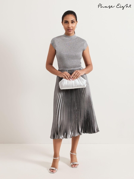 Phase Eight Silver Petite Jayla Metallic Knit Dress (AU3952) | 319 QAR