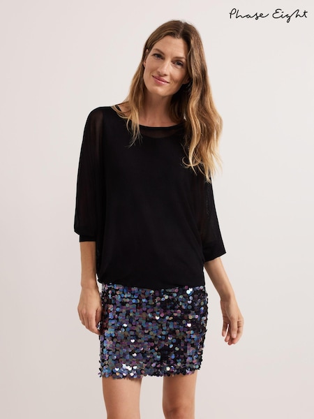Phase Eight Black Chrome Becca Batwing Knitted Dress (AU3960) | 294 QAR