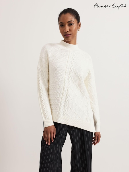 Phase Eight White Casey Cable Jumper (AU3965) | ₪478