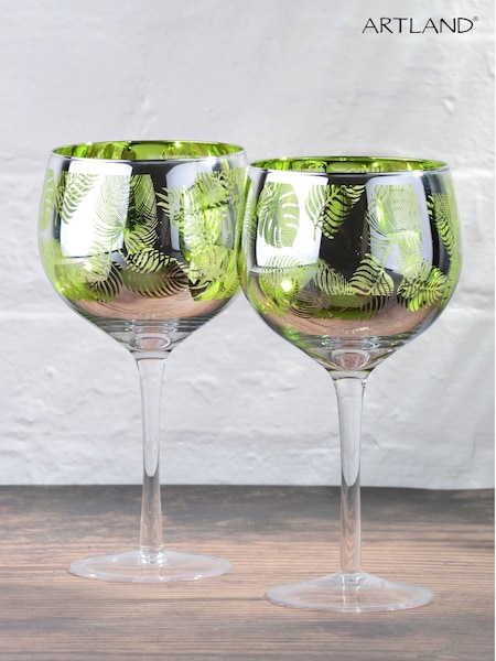 Artland Set of 2 Green Tropical Leaves Gin Glasses (AU4027) | €39
