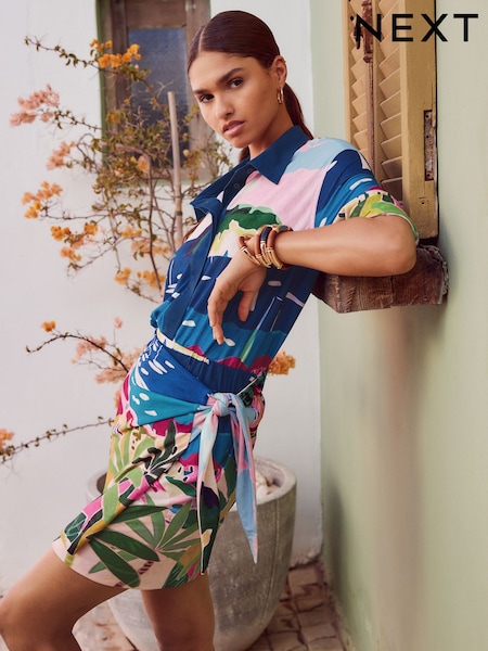 Multicolour Scenic Printed Holiday Wrap Mini Skirt (AU4048) | €38