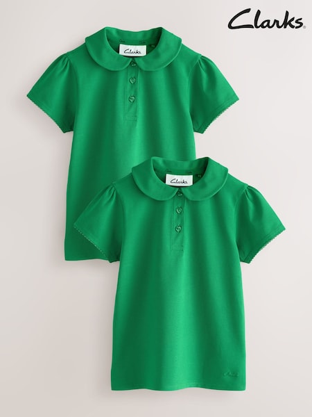Clarks Green Short Sleeve School polo Shirts 2 Pack (AU4054) | AZN 30 - AZN 40