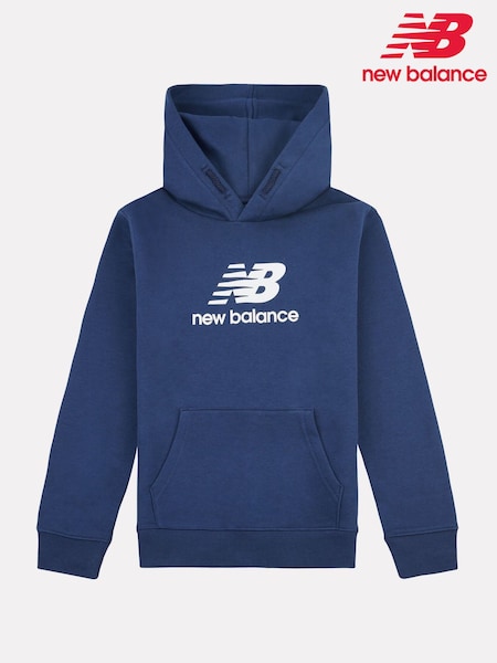 New Balance Blue Light Boys Brush Back Stacked Logo Hoodie (AU4096) | €60 - €72