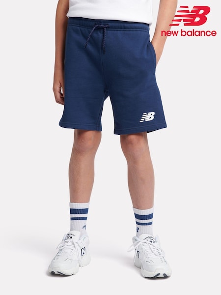 Azul marino - New Balance Kids French Terry Stacked Logo 100% Cotton Shorts (AU4097) | 42 € - 51 €