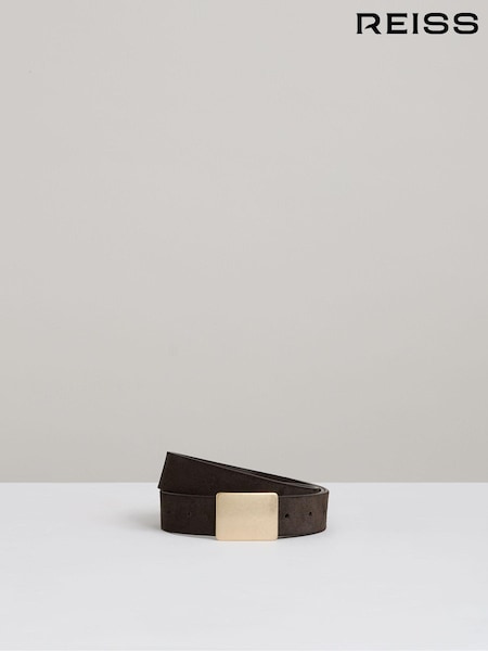 Reiss Chocolate Eva Suede Square-Buckle Belt (AU4109) | €95