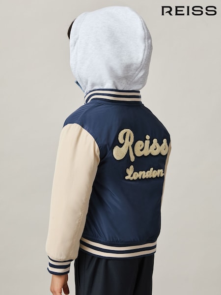 Reiss Fred Logo Patch Hooded Varsity Jacket (AU4121) | 116 €