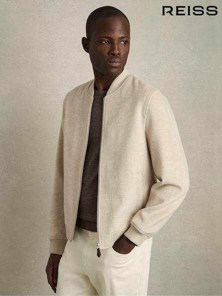 Hiekanvärinen - Reiss Harlan Brushed Wool-blend Bomber Jacket (AU4125) | €422