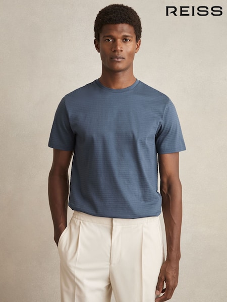 Ilmavoimien Sininen - Reiss Leo Mercerised-Cotton Ribbed T-paita (AU4127) | €76