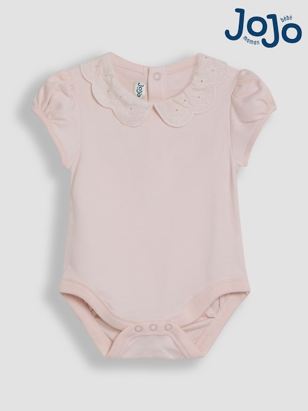 Rosa - Jojo Maman Bébé Body mit Lochstickerei-Kragen (AU4144) | 22 € - 24 €