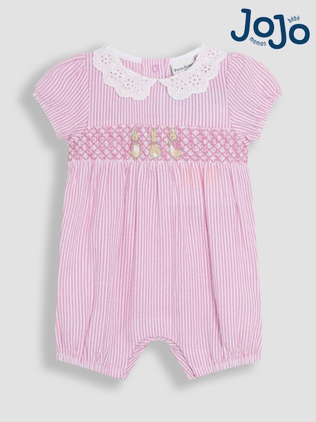 JoJo Maman Bébé Pink Flopsy Bunny Smocked Pretty Romper (AU4149) | 134 QAR - 139 QAR