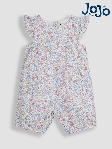 Roz Cherry Ditsy Floral Imprimeu - JoJo Maman Bébé Pretty Ruffle Shoulder Sunsuit (AU4154) | 164 LEI - 171 LEI
