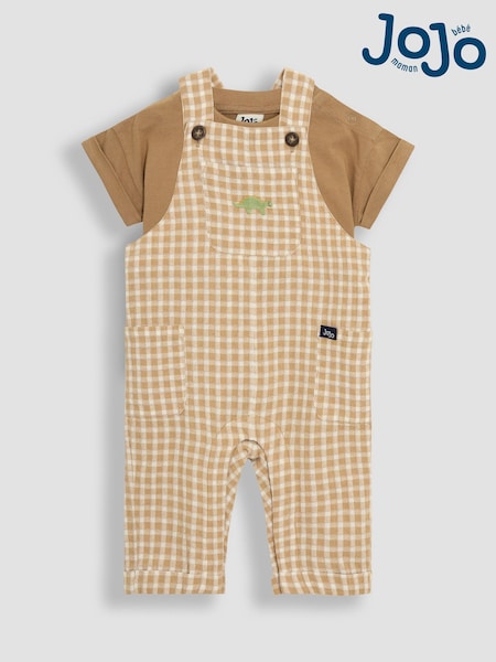 JoJo Maman Bébé 2-Piece Dino Gingham Dungarees & T-Shirt Set (AU4176) | 48 € - 51 €