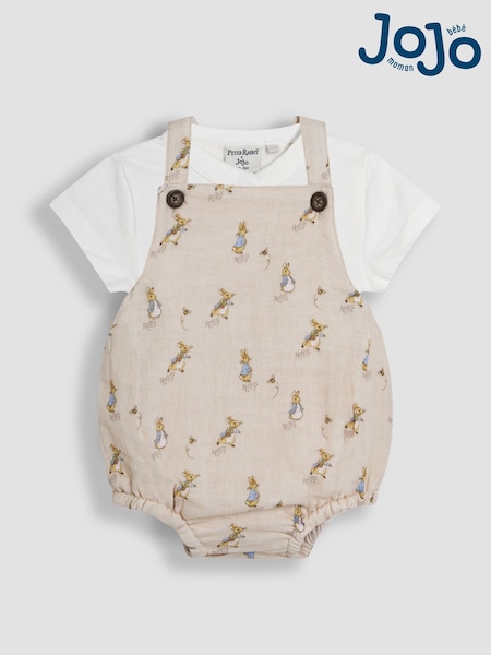 JoJo Maman Bébé Natural 2-Piece Peter Rabbit™ Dungarees & Body Set (AU4181) | €48 - €51