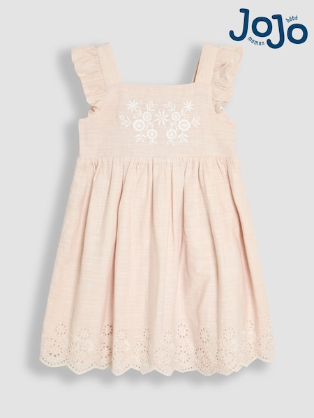 Luonnollinen - Jojo Maman Bébé Broderie anglaise Frill Shoulder Mekko (AU4186) | €39 - €44