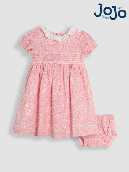 Pink Garden - JoJo Maman Bébé Floral Smocked Woven 100% Cotton Dress (AU4190) | 51 € - 61 €