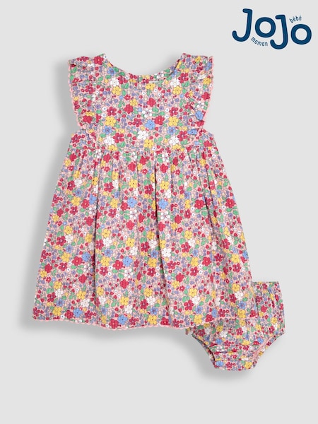JoJo Maman Bébé Pink Floral Frill Shoulder Summer Dress (AU4191) | $42 - $47