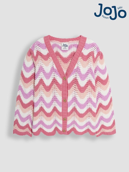 JoJo Maman Bébé Chevron Crochet 100% Cotton Cardigan (AU4198) | €41 - €45