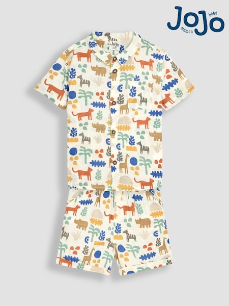 JoJo Maman Bébé Ecru Safari Printed Shirt & Shorts Set 2 Piece (AU4202) | 1,802 UAH - 2,163 UAH