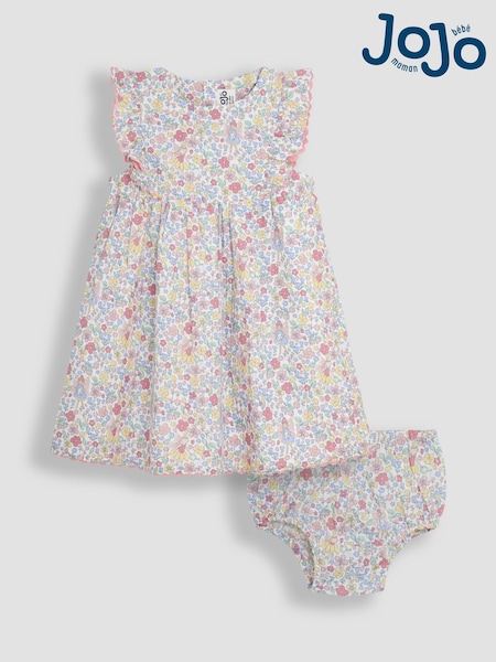 JoJo Maman Bébé Pink Fairy Floral Frill Shoulder Summer Dress (AU4203) | $44 - $49