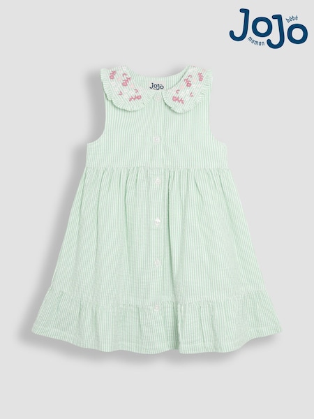 Vihreä Kukallinen Brodeerattu - Jojo Maman Bébé Collar Napitettava Mekko (AU4204) | €32 - €37