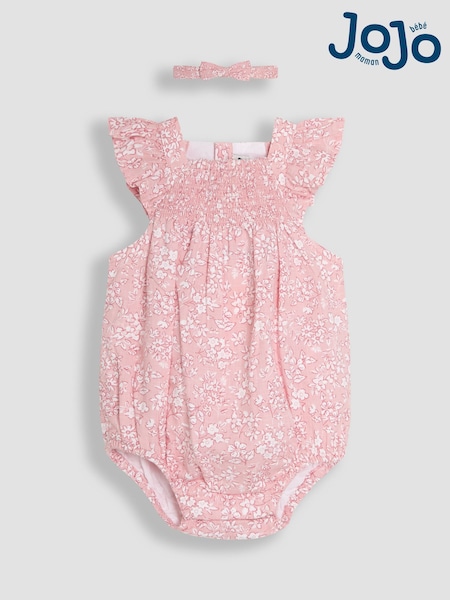 JoJo Maman Bébé Smocked Bodice Romper & Headband (AU4207) | 40 € - 41 €