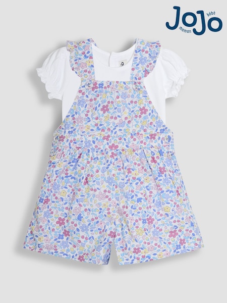 JoJo Maman Bébé Blue Cherry Ditsy 100% Cotton Culottes & T-Shirt Set 2 Piece (AU4208) | €48 - €57