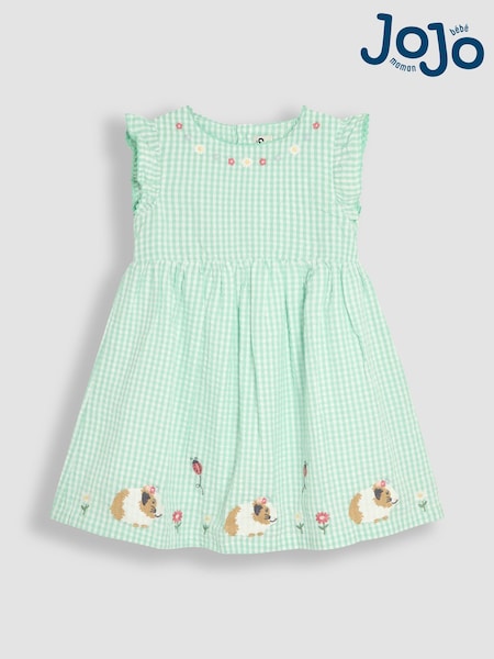 JoJo Maman Bébé Green Guinea Pig Appliqué Gingham Summer Dress (AU4222) | $55 - $62