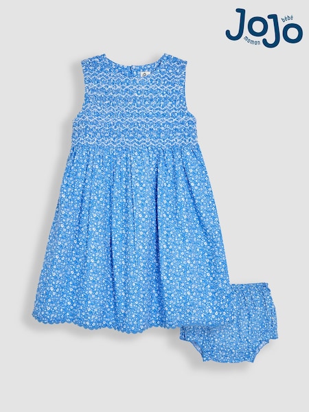 Blau - JoJo Maman Bébé Floral Smocked Summer Dress (AU4223) | 45 € - 49 €