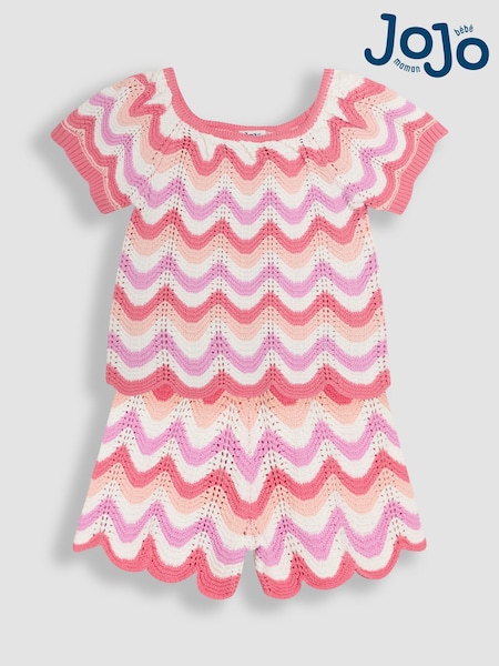 Jojo Maman Bébé 100% Cotton 2-piece Chevron Crochet Top & Shorts Set (AU4228) | ‏191 ر.س.‏ - ‏230 ر.س.‏