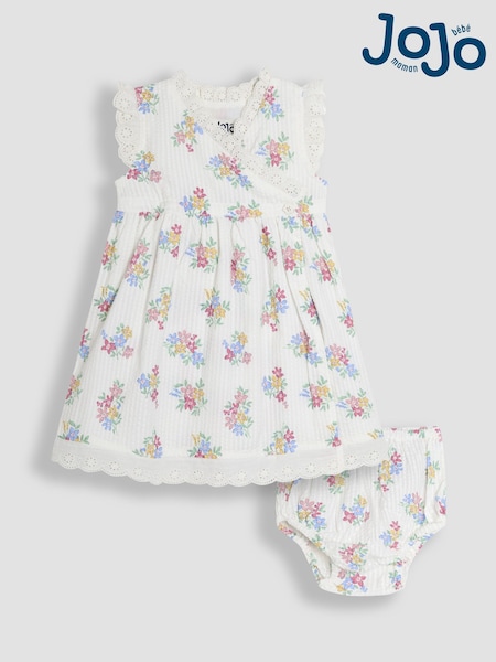 JoJo Maman Bébé Baby Broderie Trim Wrap Dress (AU4234) | 40 € - 41 €