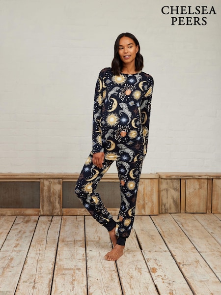 Chelsea Peers Blue Maternity Celestial Zebra Print Long Pyjamas Set (AU4286) | AED110