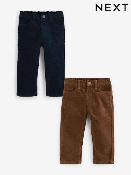 Marineblau/Braun - Corduroy Trousers 2 Pack (3mths-7yrs) (AU4311) | 21 € - 25 €