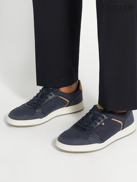 Dune London Blue Tinted Mixed Material Lace Up Trainers (AU4319) | €127