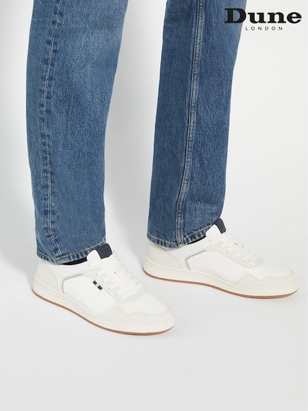 Dune London White Tinted Mixed Material Lace Up Trainers (AU4325) | €127