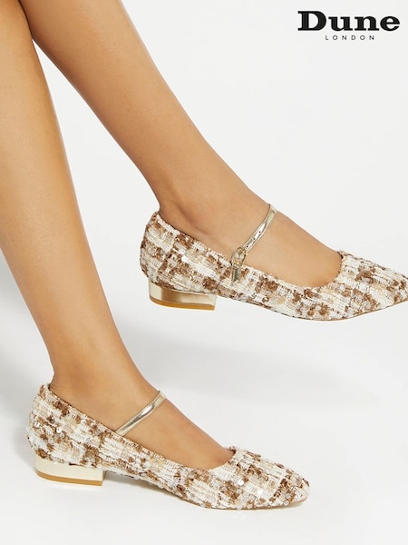 Dune London Cream Halliees Mary Jane Smart Flatforms Shoes (AU4331) | €46