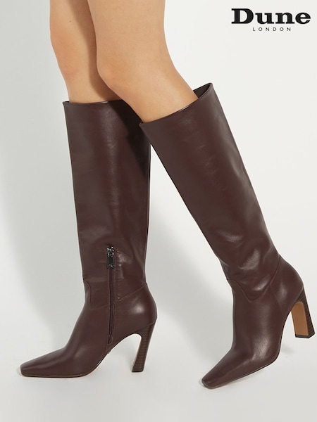 Dune London Red Sliding Chisel Toe Angle Knee High Boots (AU4333) | €306