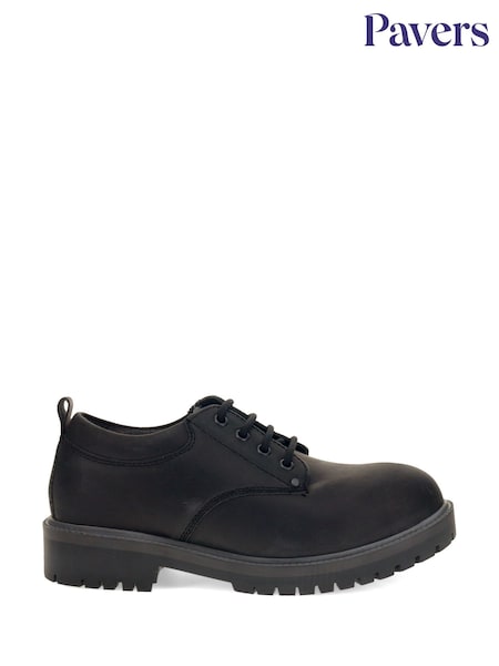 črna - Pavers Lace Up Leather Shoes (AU4358) | € 79