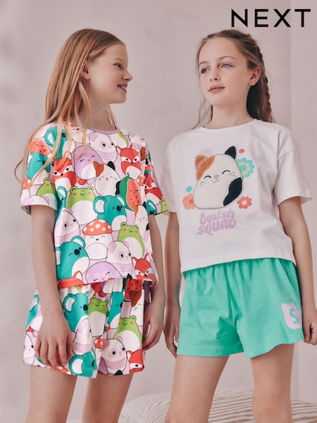 Pink/Green Squishmallows 100% Cotton Short Pyjamas 2 Pack (5-14yrs) (AU4367) | €37 - €47
