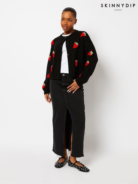 Skinnydip Strawberry Applique Black Knitted Cardigan (AU4493) | € 46
