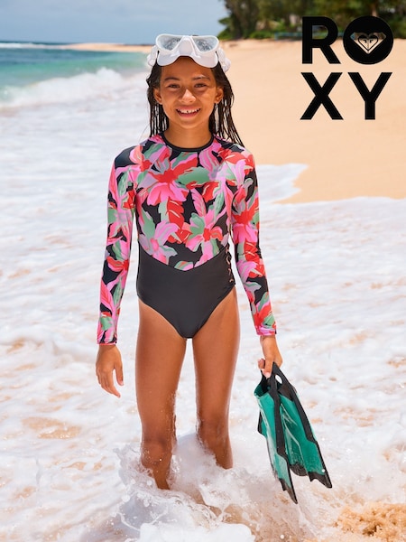 Roxy Tropical Print Active Long Sleeve Swimsuit (AU4559) | 335 LEI