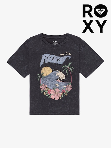 Roxy Grey Gone To California Graphic Logo 100% Cotton T-Shirt (AU4566) | ₪126