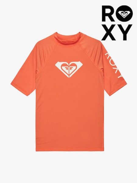 Portocaliu - Roxy Girls Wholehearted Short Sleeve Logo Rash Vest (AU4576) | 164 LEI