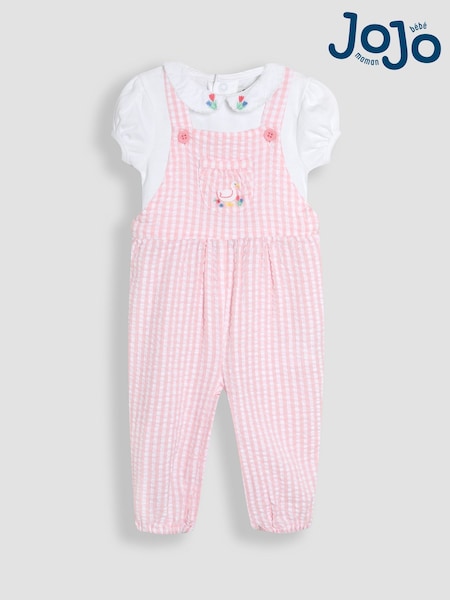Rosa/Ente - Jojo Maman Bébé – 2-teiliges Set aus bestickter Latzhose und Body (AU4578) | 48 € - 51 €