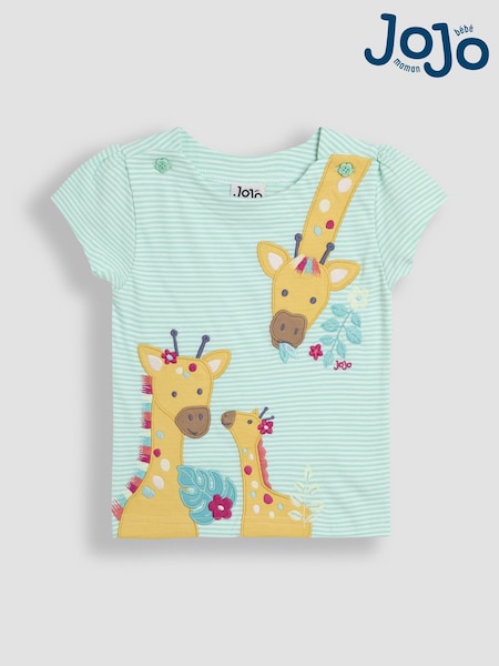 М'ятно-зелений жираф - JoJo Maman Bébé Print Appliqué 100% Cotton T-Shirt (AU4588) | 961 грн - 1 142 грн