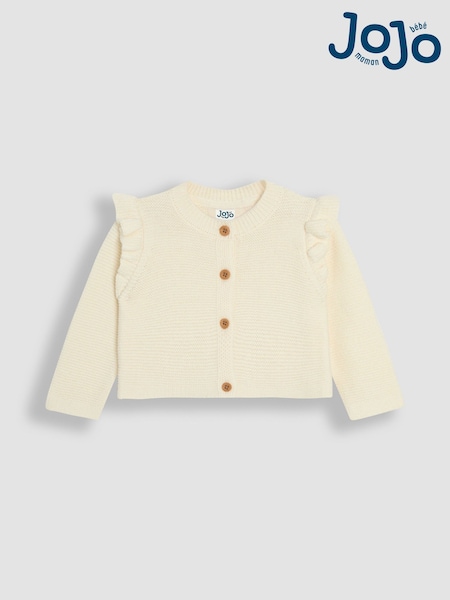 JoJo Maman Bébé Cream Frill Shoulder Cardigan (AU4610) | €35 - €40